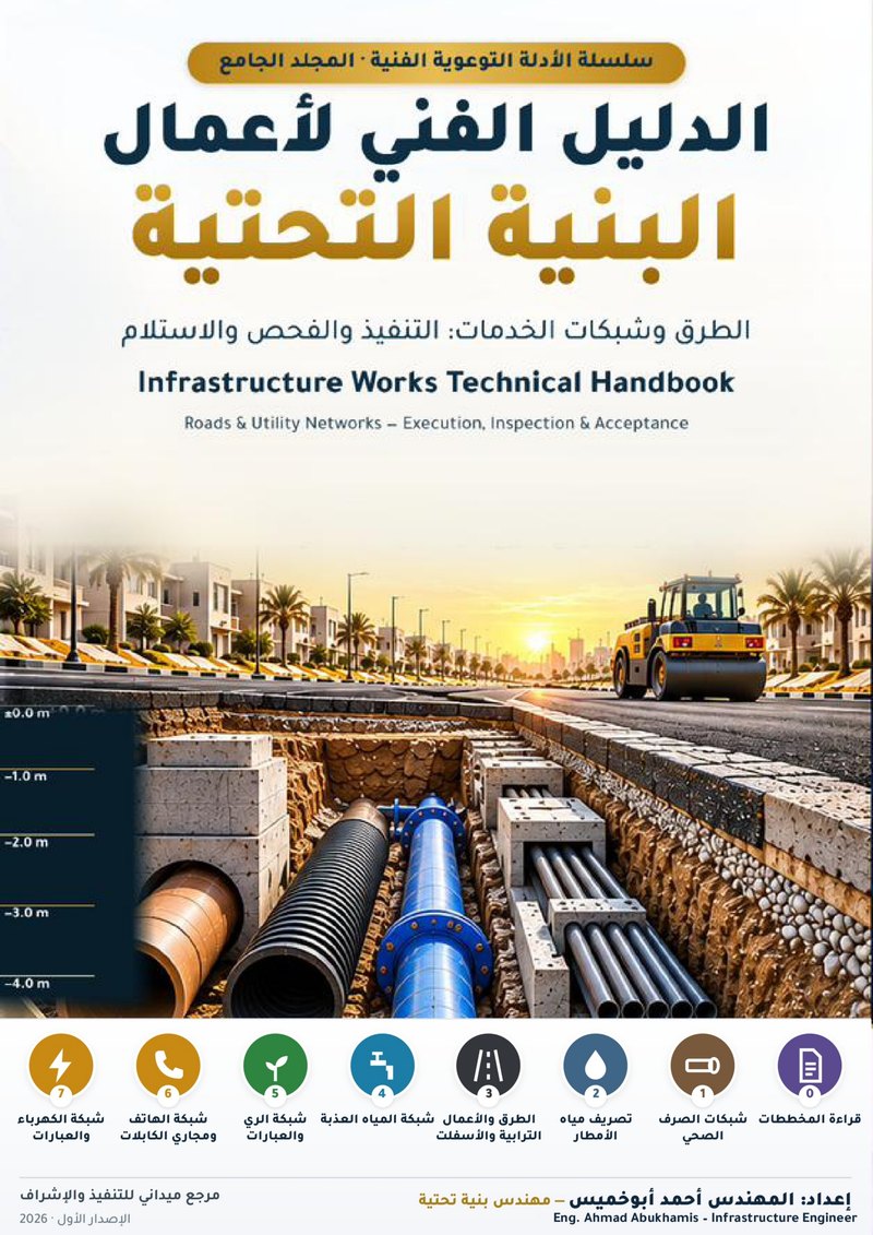 غلاف كتاب الدليل الفني لأعمال البنية التحتية